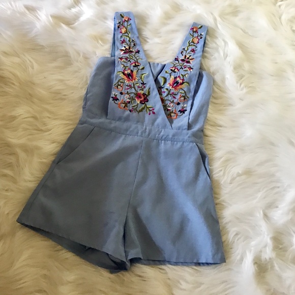JACQUELINE - Light Blue Denim Romper - Picture 2 of 7